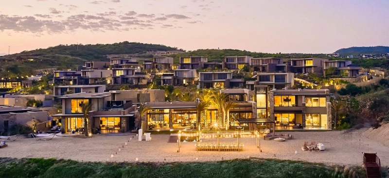 a group of branded residences in mexico at night