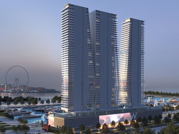 W Residences at Dubai Harbour construction contract awarded. AED5bn development features 490 branded residences, Dubai's longest infinity pool, completing soon.