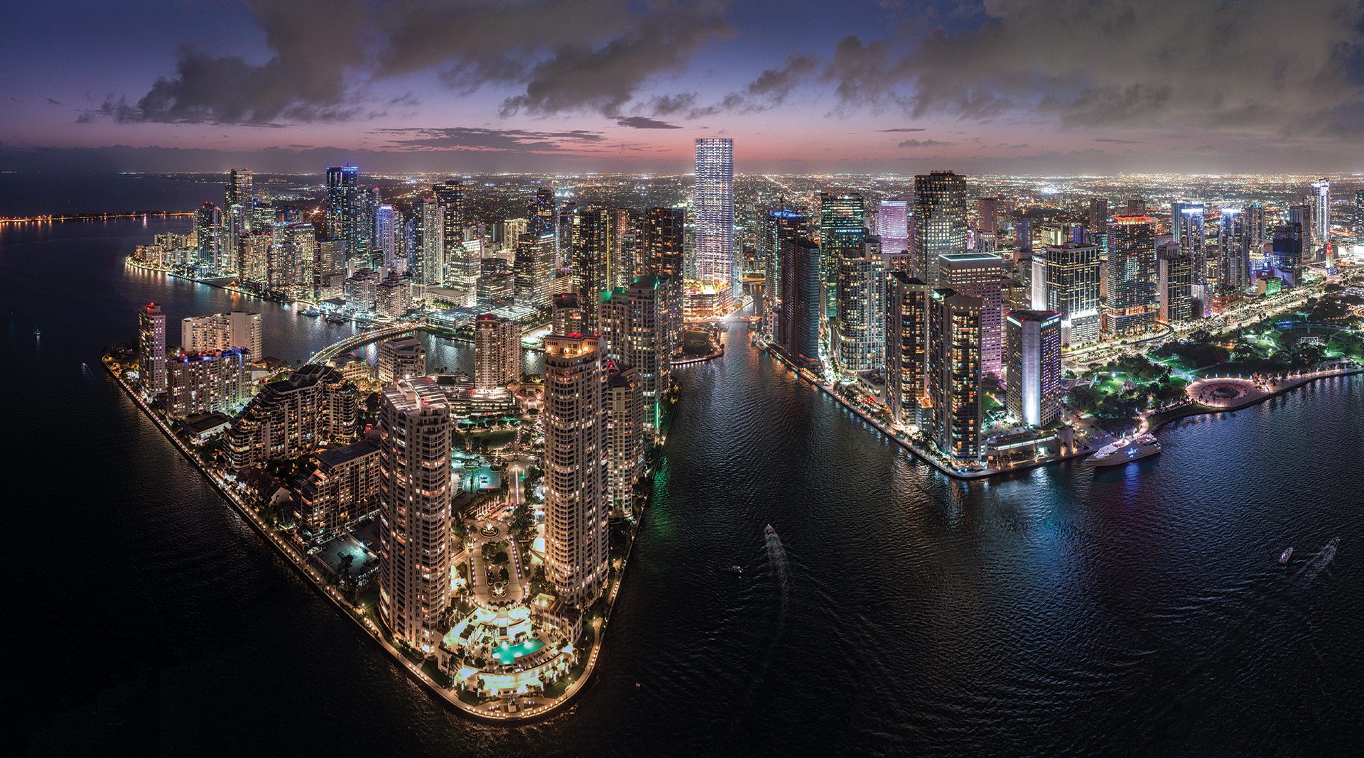 baccarat residences miami at night