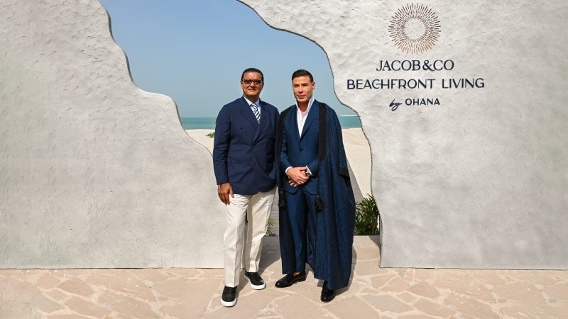 Husein Salem, CEO of Ohana Development & Jacob Arabo, Chairman and Creative Director of Jacob & Co celebrating the launch of ‘Jacob & Co. Beachfront Living by Ohana’