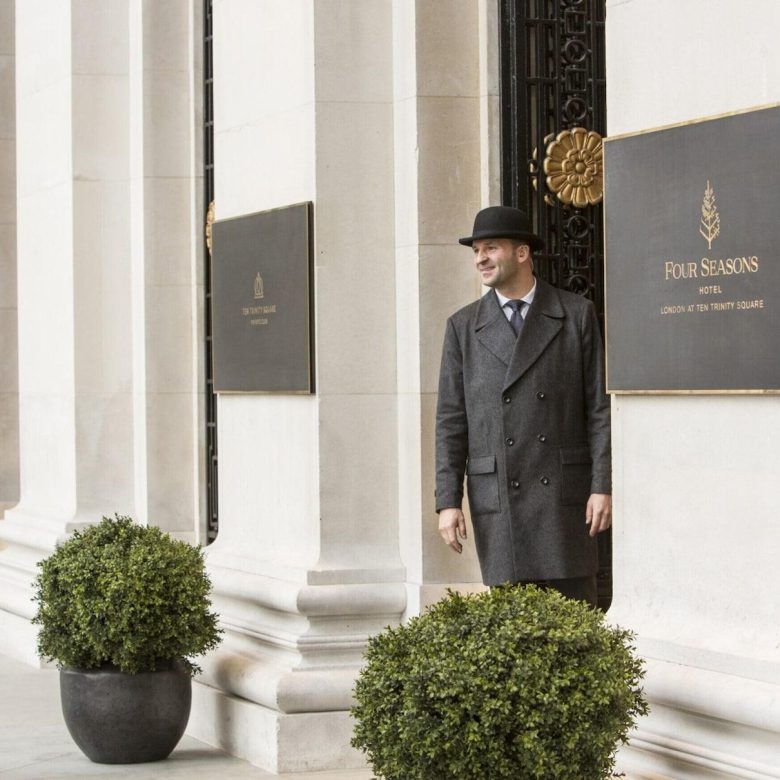 Doorman providing world class service and welcome at a Four Seasons Private Residences and hotels