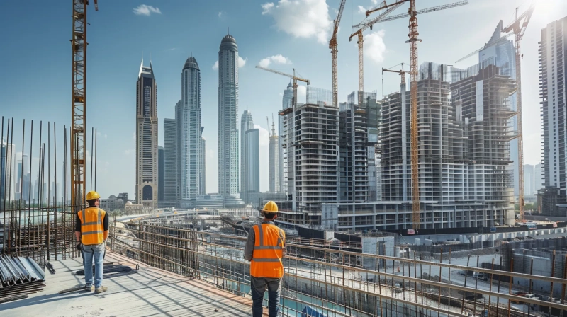 Sky line of buildings and branded residences and hotels in dubai