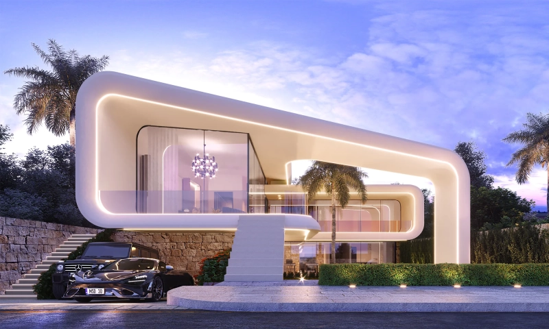 exterior design of a Elie Saab branded residence