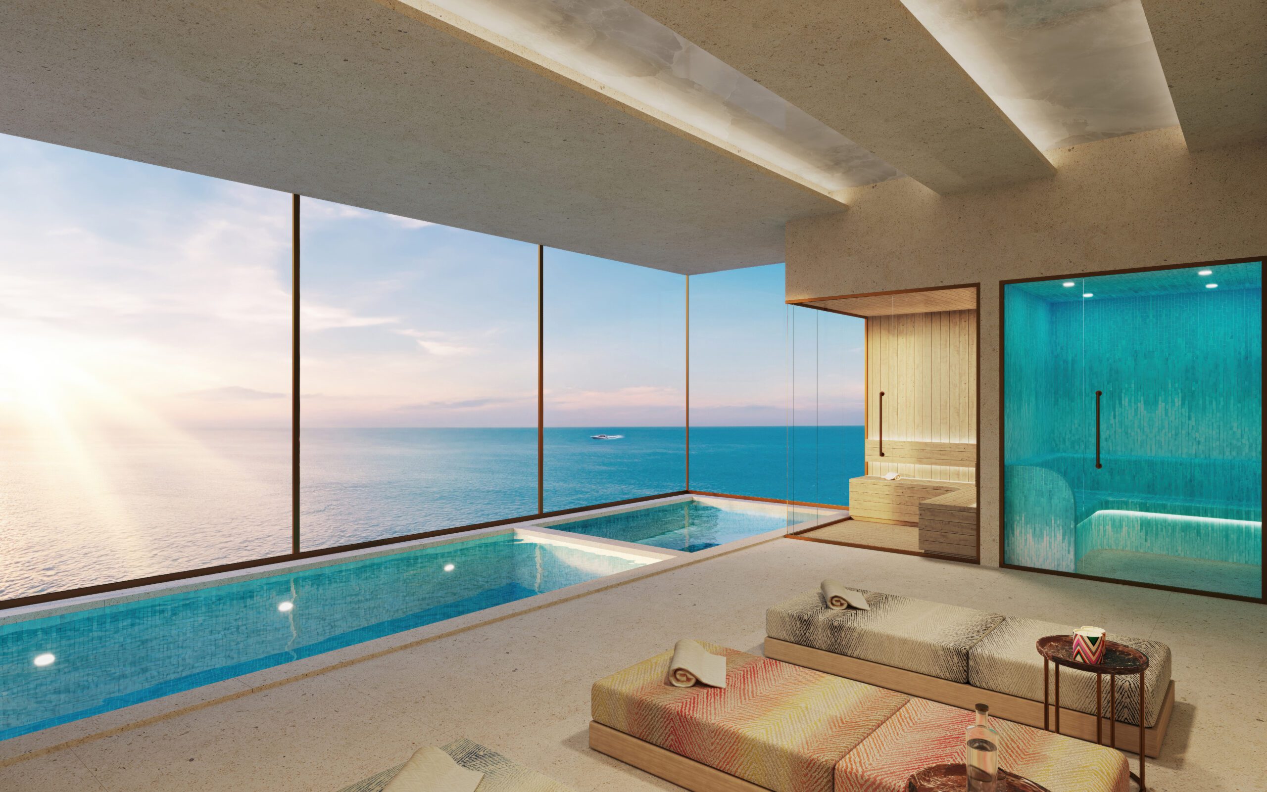 Trio Isle Interiors by Missoni located on Al Marjan Island Ras Al Khaimah features three stunning buildings, each offering world-class design and impeccable finishes.