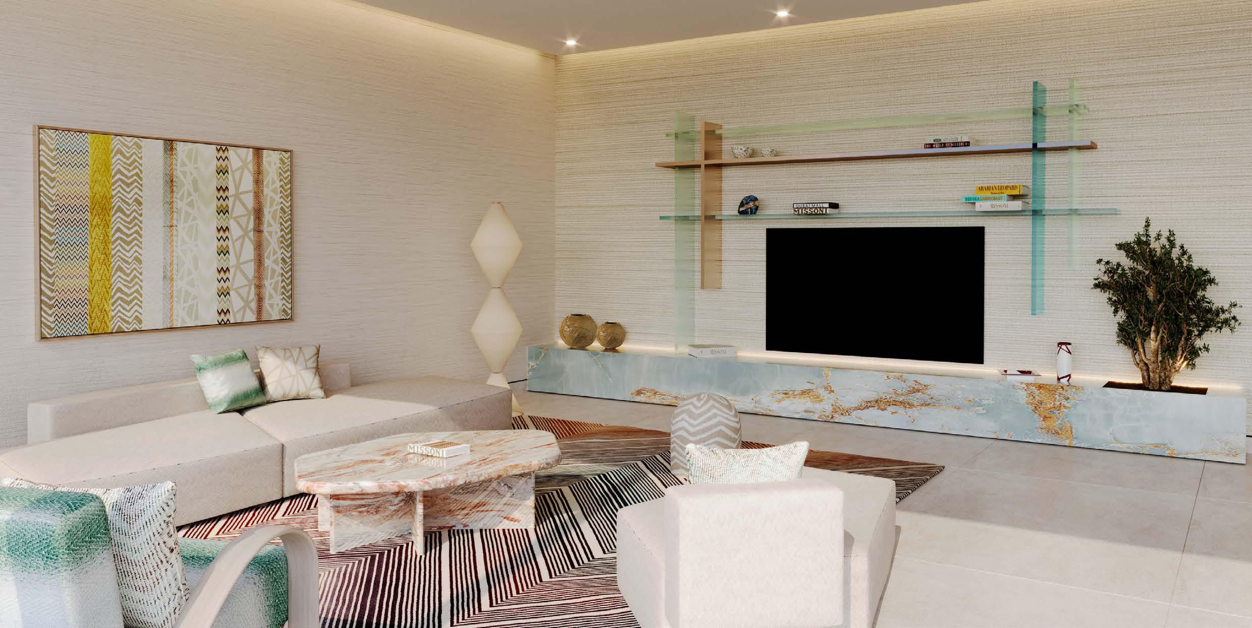 OCTA Isle Interiors by Missoni,offers a curated collection of 2, 3, 4, and 5-branded residences blending Italian elegance with Dubai’s coastal charm