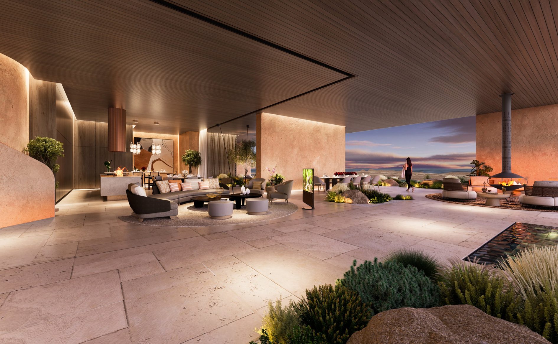 Combining Aman, the Sanskrit word for peace, and Samar, an Arabic term referring to the intimate ritual of sharing stories and knowledge with family and friends at nightfall. Amansamar’s hotel suites and branded residences, comprising villas and private estates, will foster a new community between the wadis and plateaus