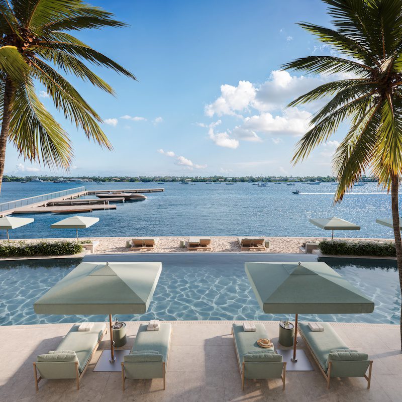 At ground level, a pool with a bar, cabanas, and loungers will be complemented by a private beach-inspired setting along the Intracoastal Waterway.