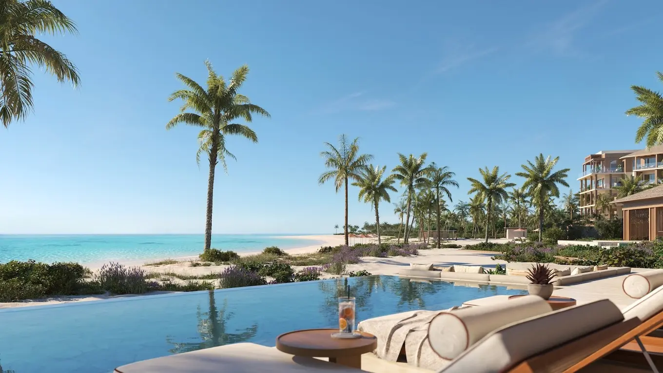 Set along the pristine Sandy Point coastline of North Caicos, the low-density development’s 78 branded residences, including a collection of beachfront villas