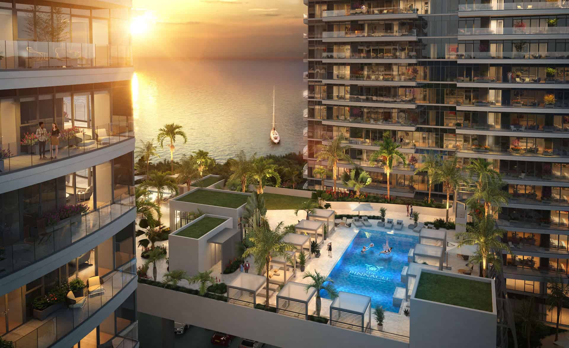 The Swallowtail Residences form one of four elegant towers at The Pinnacle, rising on Montego Bay’s private peninsula
