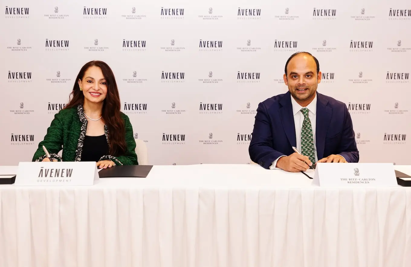 From left: Rasha Hasan, Managing Partner, AVENEW Development, and Jaidev Menezes, Regional Vice President – Mixed-Use Development, EMEA, Marriott International