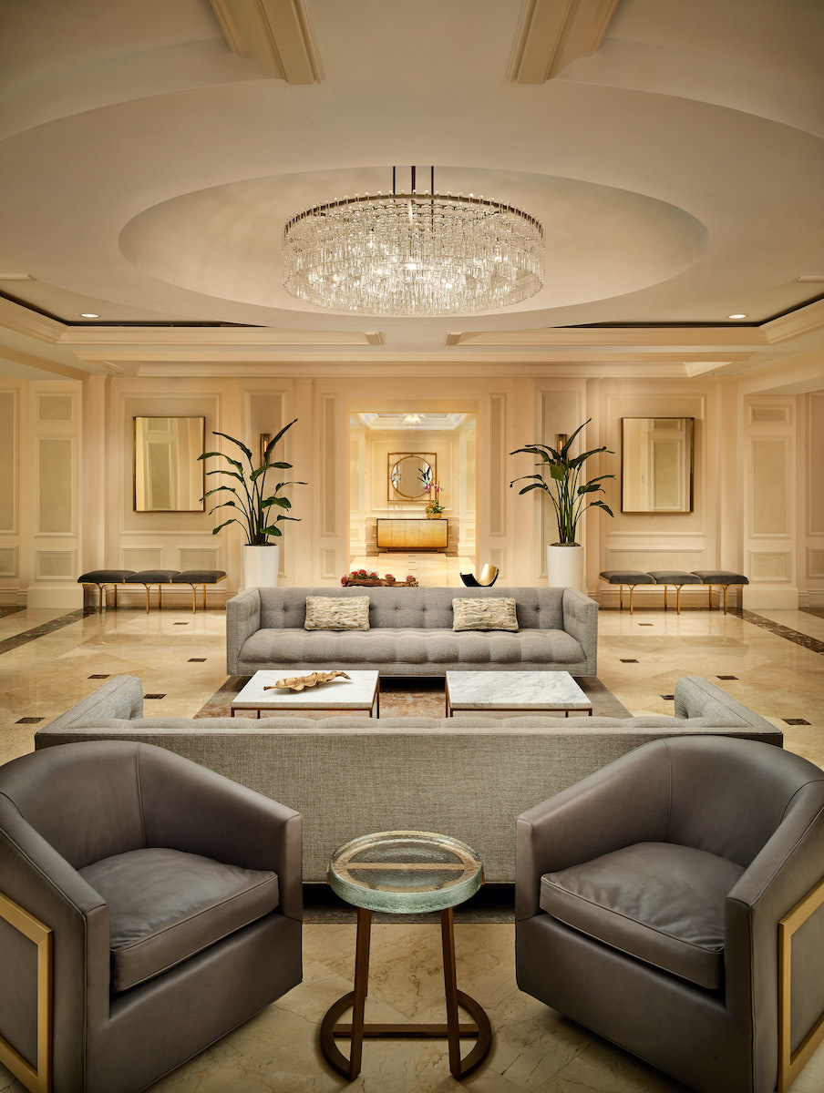 Lobby area of an exclsuive branded residence Miami