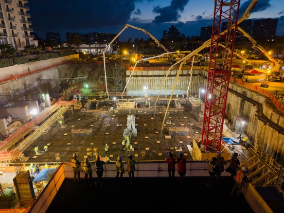 Coastal Construction mobilized 500 workers and 1,100+ truckloads to deliver 10,000 cubic yards of concrete to one of Florida's most iconic oceanfront addresses