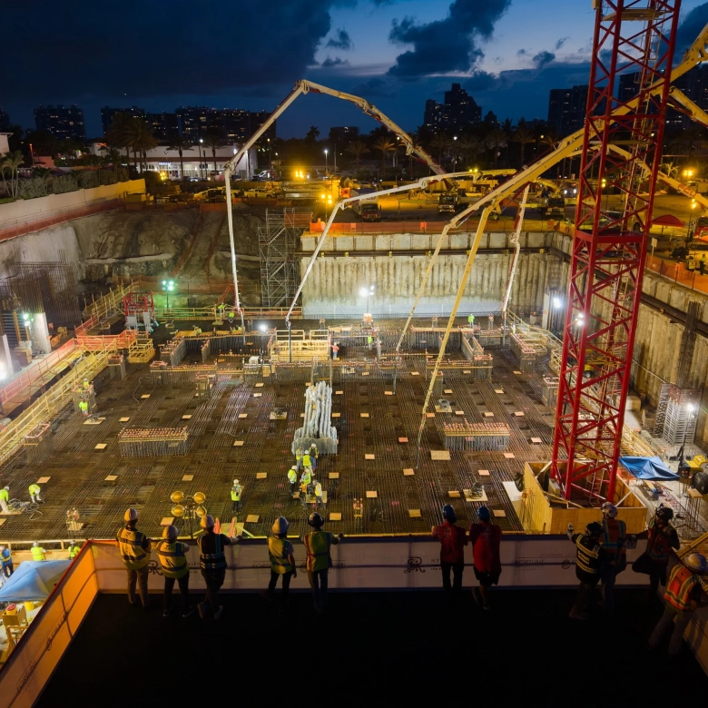 Foundation Pour Completed for South Tower at St. Regis Residences, Sunny Isles Beach, Miami