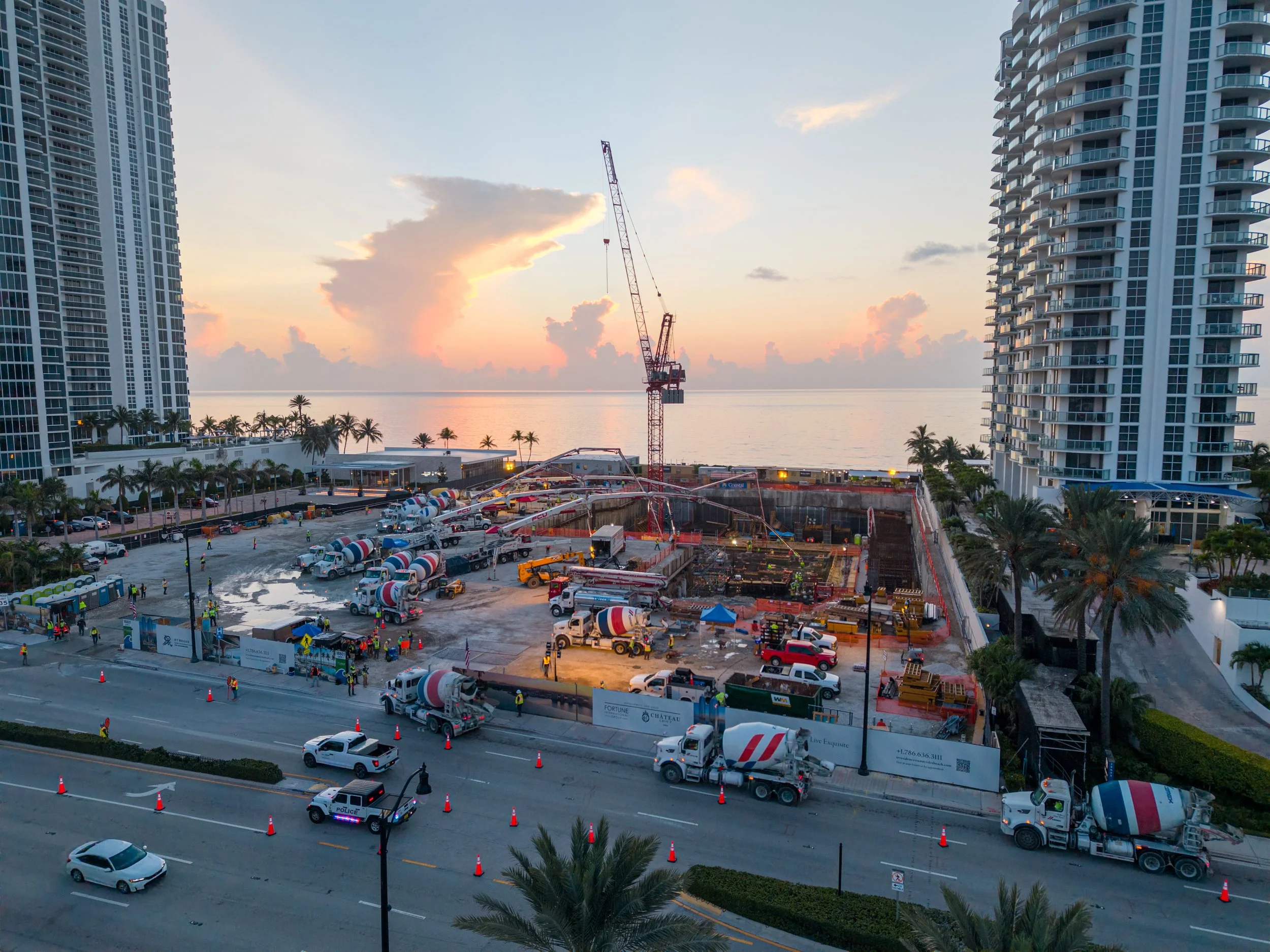 Coastal Construction mobilized 500 workers and 1,100+ truckloads to deliver 10,000 cubic yards of concrete to one of Florida's most iconic oceanfront addresses.