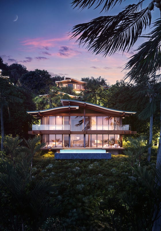 The 66 villas provide the most private residential option within the development, with individual homes set into the landscape and designed around indoor-outdoor living